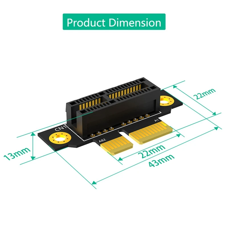 PCI-E 1X 3.0 90 Degree Reverse Male To Female Riser Card For 1U Server (Installation Direction Towards CPU)