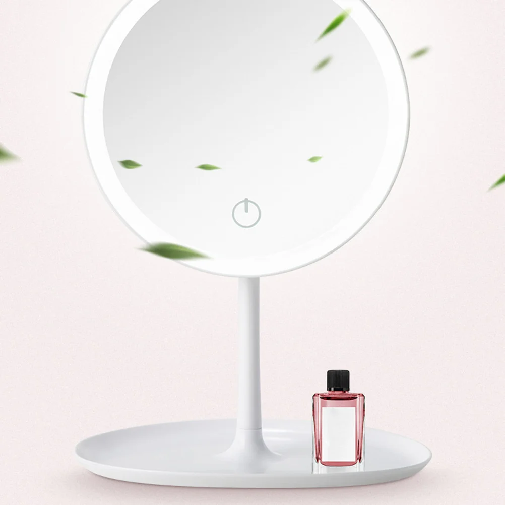 1 Juego de espejo de maquillaje con luz LED, tocador de mesa, espejo de escritorio blanco, perfecto para tocador, dormitorio, baño