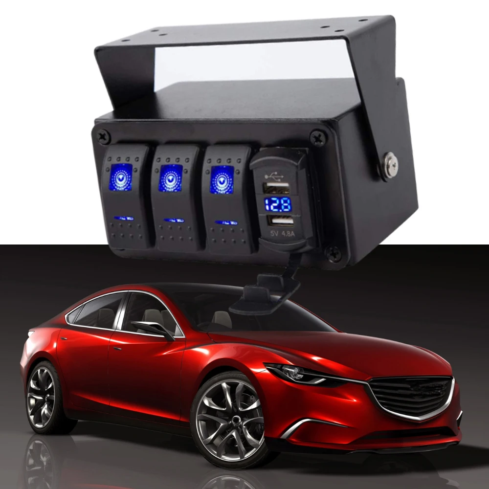 3 / 4 Gang Car Switch Panel Dual USB Quick Charge Waterproof LED For Cars/RVs/Boats/Yachts/Buses Auto Accessories