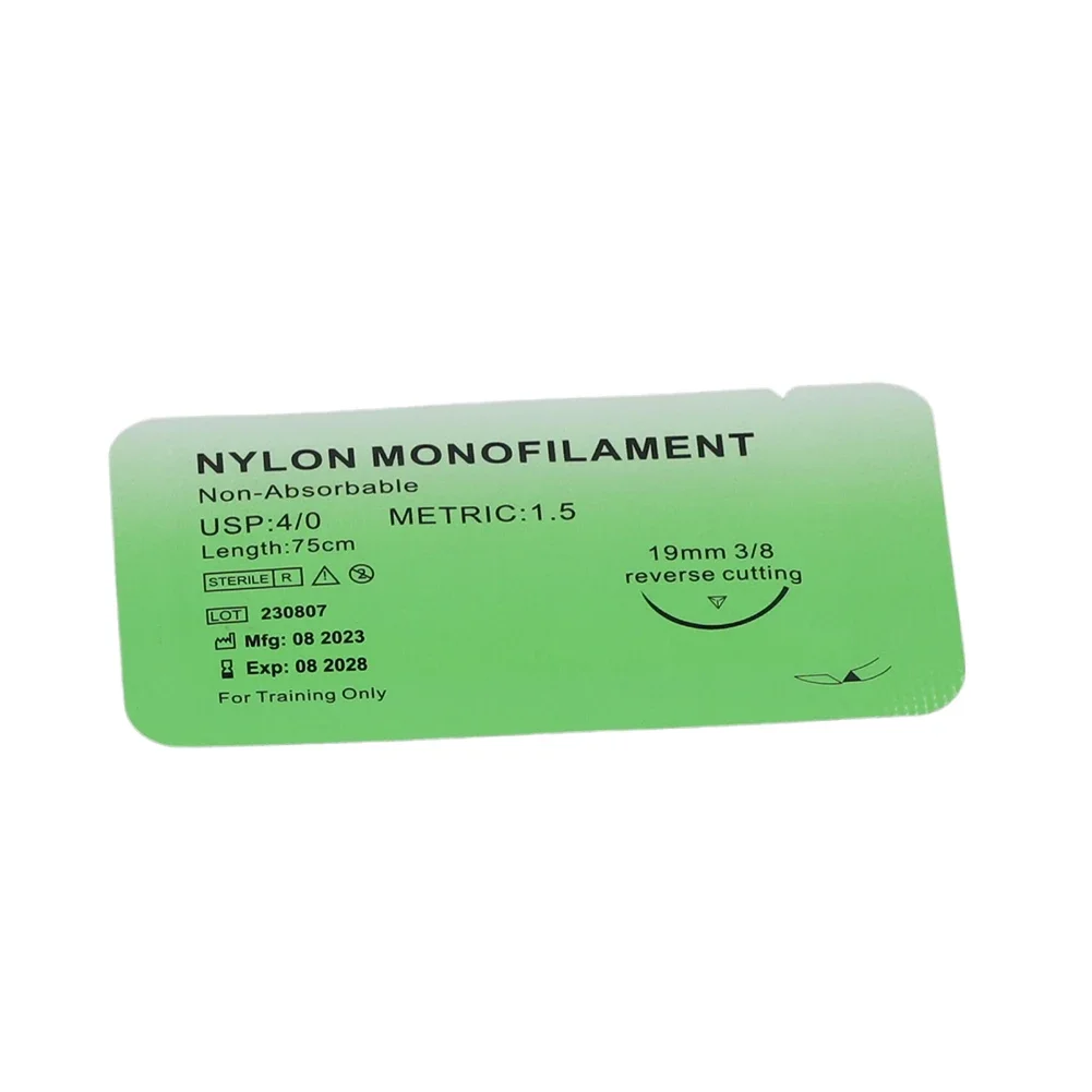 1-100 Stuks 4/0 Medische Monofilament Nylon Individueel Verpakt Veterinaire Praktijk Hechtdraad Kits Voor Hechtdraad Onderwijs Oefeningen - afbeelding 2