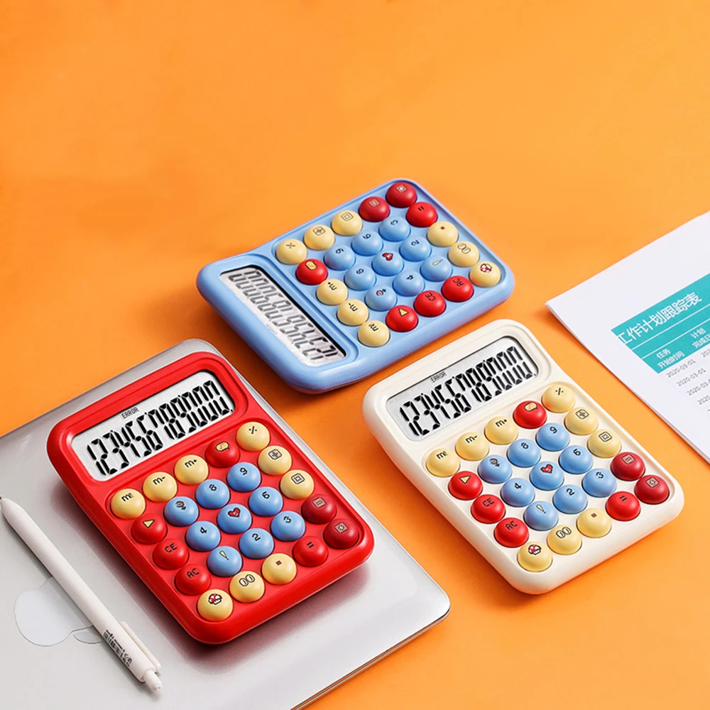 Creative Cartoon Game Color Calculator Cute 12 Buttons Portable Mechanical Buttons Accounting Office Student Special Calculator