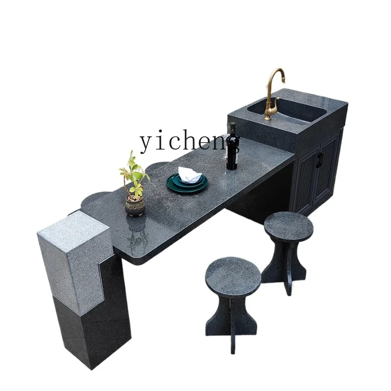 ZF Outdoor Kitchen Island Villa Garden Wash Basin Outdoor Dining Table Pool Integrated Inter-Platform Basin