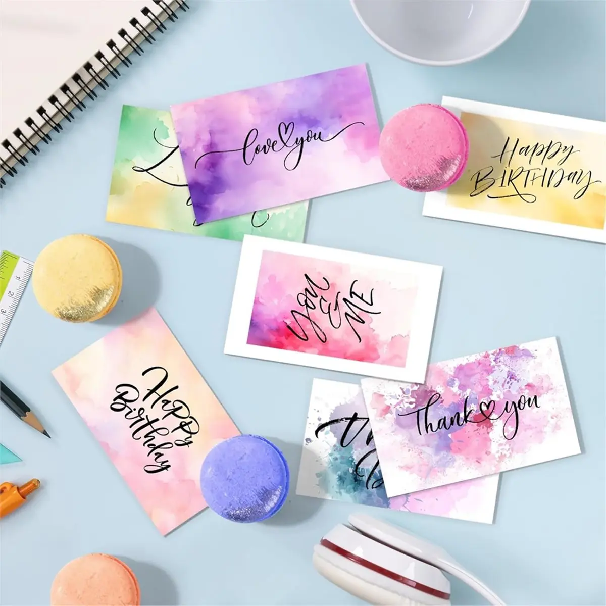 【2026 TOP Global】▼△◑Watercolor Paper Art Kit Create Waterwashed Water Color Backgrounds Cards for Brush Lettering, Calligraphy