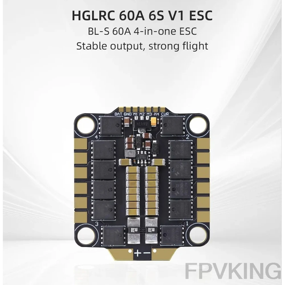 

HGLRC 60A 6S V1 ESC Brushless Speed Controller for Racing Freestyle FPV Drone High Performance