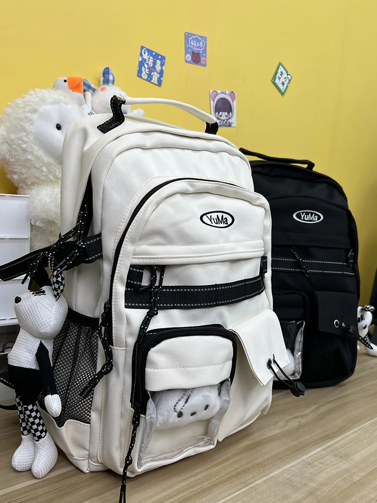 子供用軽量バックパック、両肩掛け、高校生・大学生向け、ユニセックススクールバッグ、可愛いカレッジスタイル、ジッパー開閉