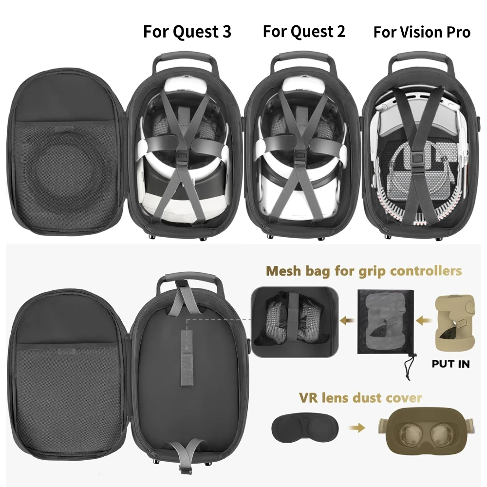 VR Carrying Case for Meta Quest 3 /2 Elite Strap Travel Storage Bag Compatible with Meta Quest 3S PICO 4 VR Headset Accessories