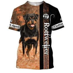 Rottweiler 남녀공용 3D 프린트 티셔츠, O넥 반팔, 오버사이즈 티셔츠, 하라주쿠 의류, 패션 노벨티 디자인 티