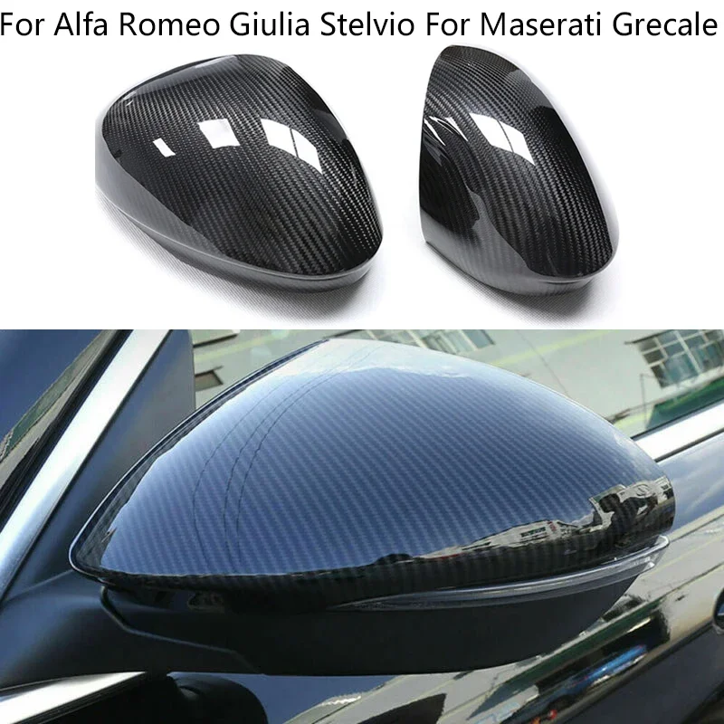 

Real Carbon Fiber Car Rear View Side Mirror Cover Caps Shell For Alfa Romeo Giulia Stelvio Grecale 2015 2016 2017 2018 2019-2023