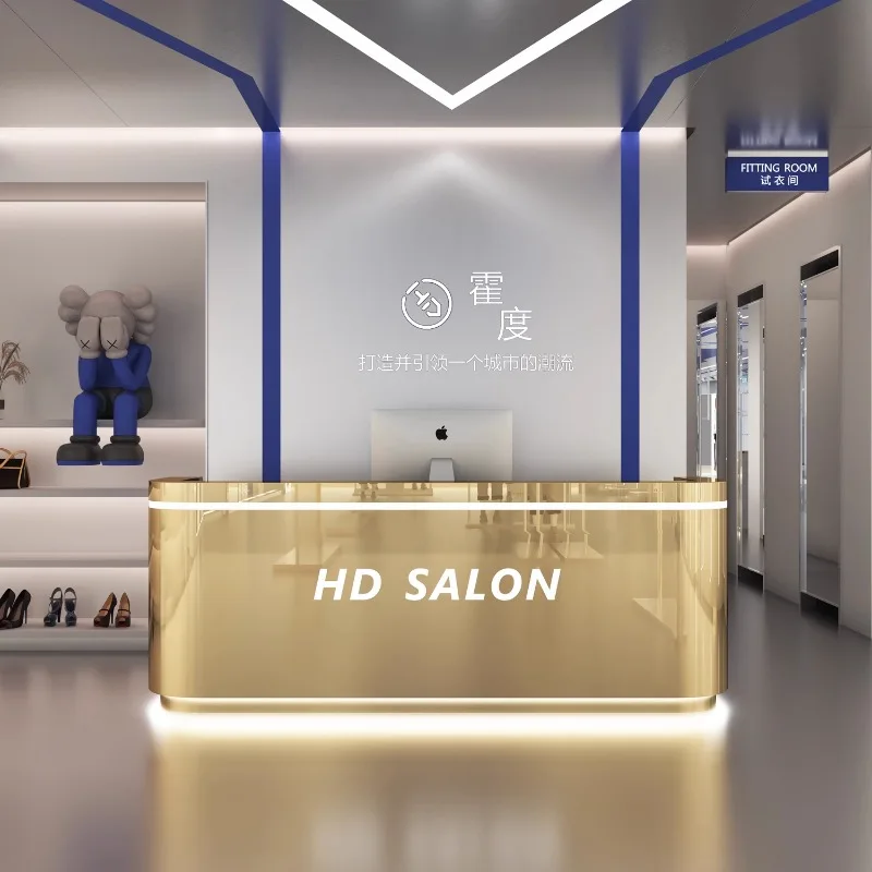 

Design Luxury Front Desk Reception Counter Clinic U Shape Reception Desks Business Classic Mostrador Recepcion Office Furniture