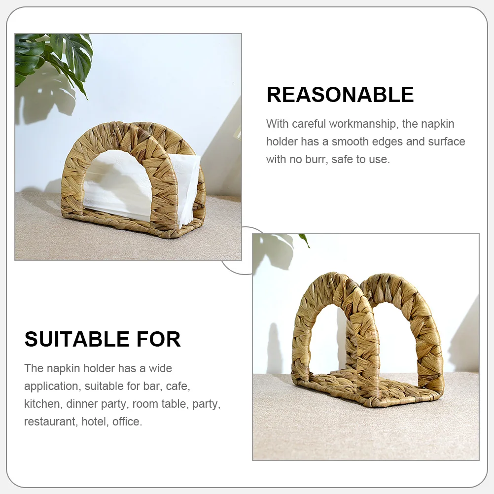 

Napkin Holder Woven Paper Napkins Storage Stand Table Modern Rattan Kitchen Decorative Tissue Organizers