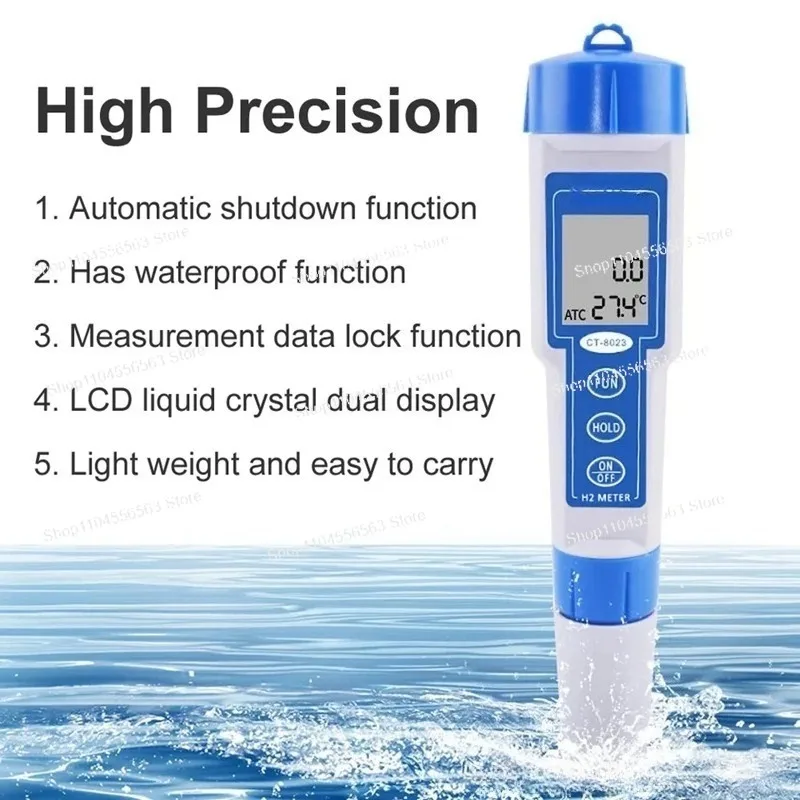

CT-8023 H2 Измеритель богатого водорода (0–2400 ppm/0–2,40 ppm) — портативный тестер с отрицательным потенциалом, анализ температуры и воды