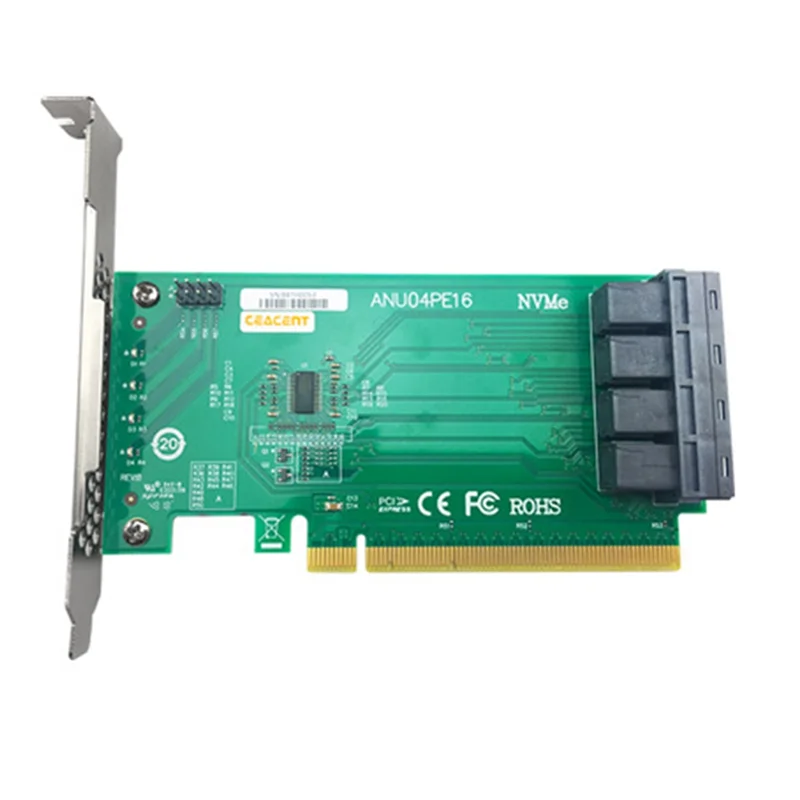 

ABRU-ANU04PE16 Контроллер Nvme SFF8643 4-портовый расширитель SSD Pcie3.0 X16 (не с кабелями, не поддерживает LSI 8643X2 до 8639X2)