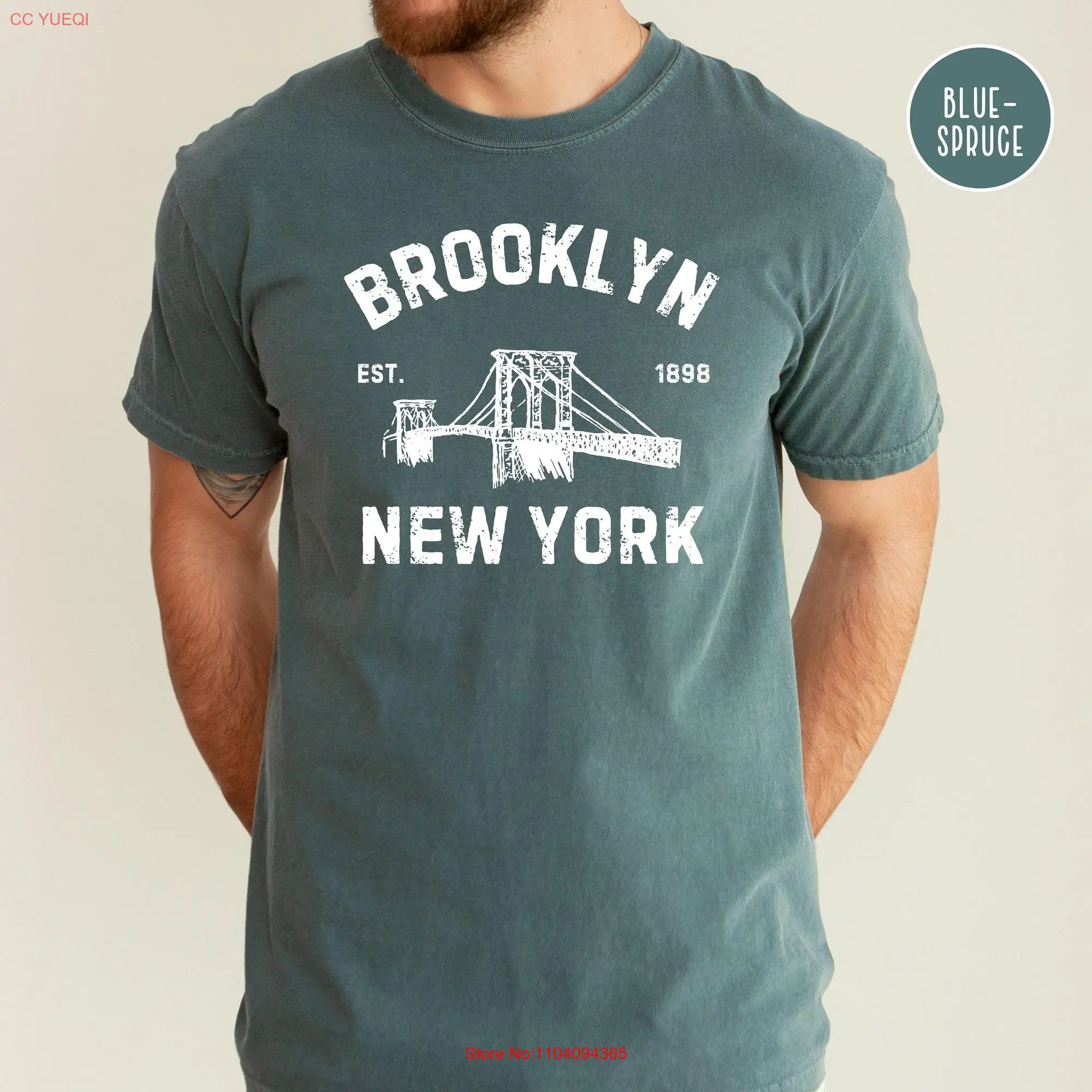 Brooklyn New York Grunge Style Comfort Colors T Shirt Bridge Vacation Travel Yorker long or short sleeves