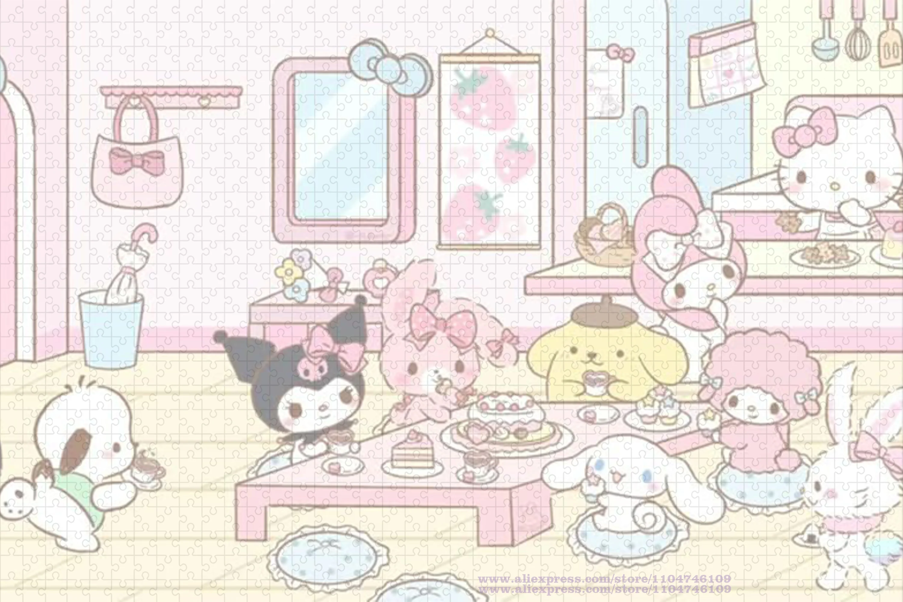 Sanrio Kuromi My Melody ปริศนาจิ๊กซอว์ 108/200/300/500/1000/1500 ชิ้นการ์ตูนเด็ก Diy ของเล่น Unisex ของขวัญกล่อง