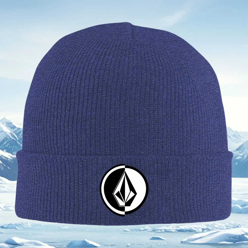 Diamond shape logo inside circle Men Women Unisex Knitted Hat Beanie Pullover Cap Winter Thermal Warm Christmas Outdoor Cycling