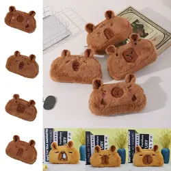 Lindo estuche de lápices de felpa Capybara, bolsa de bolígrafo de conejillo de indias, bolsa de lápices de gran capacidad, suministros escolares, caja de papelería