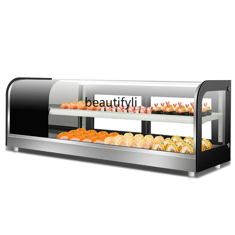 Sushi Cabinet Small Commercial Desktop Curved Dessert Fruit Frozen to Keep Fresh Display Cabinet