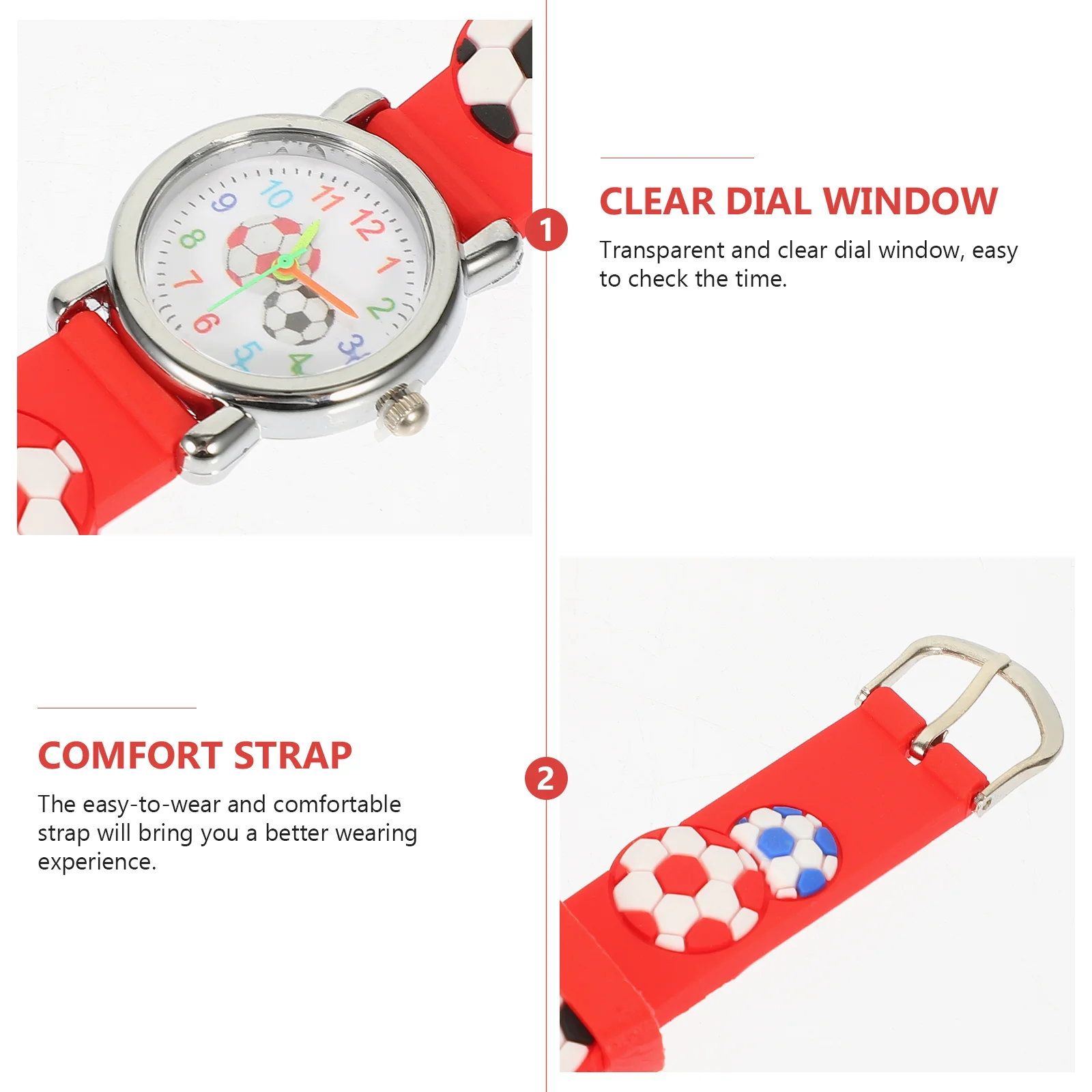 

Soccer Ball Watch Cartoon Sports Design Fashion Durable Watch Birthday Gift Learning Time Easy Read