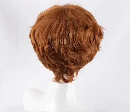 Peluca de pelo corto para hombre joven, disfraz de cosplay, rojo, marrón, ondulado, Ron