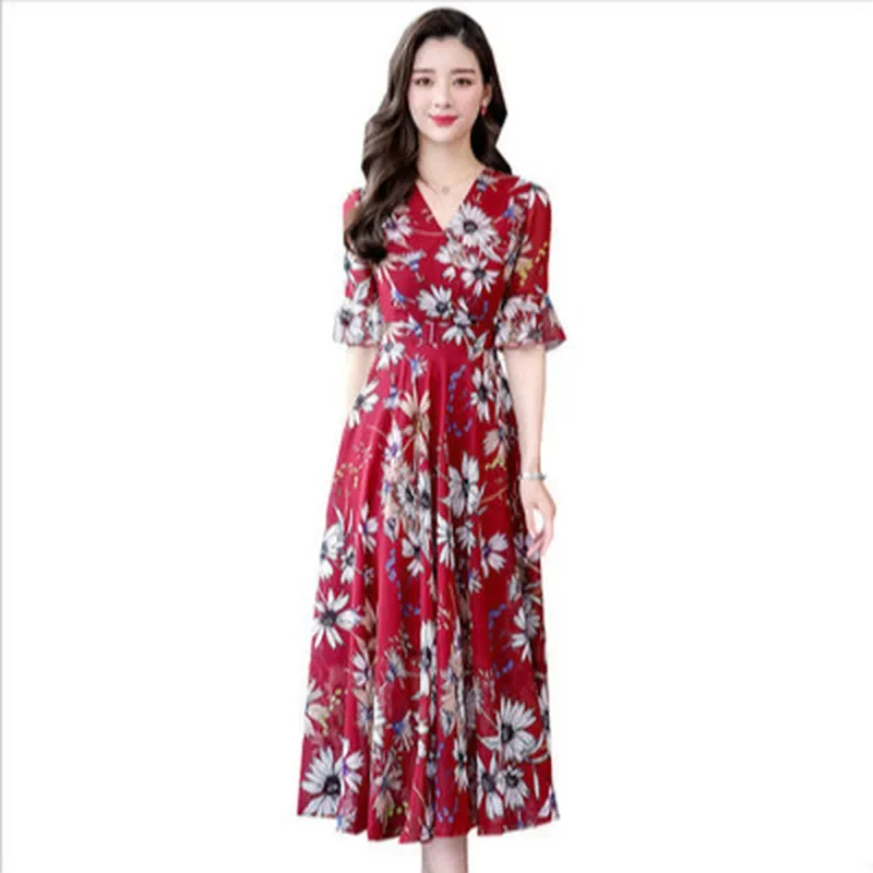 

Retro Elegant 2 Piece Dress Set Women T-shirt Top A-Line Floral Skirts Suit Two Piece Sets Office Lady Clothing Summer New2023