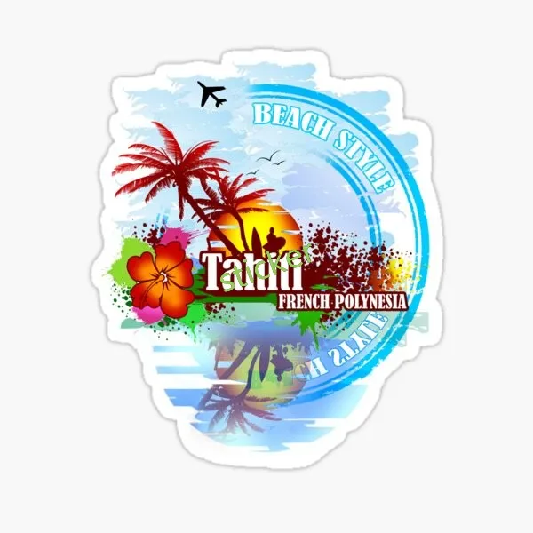 

Tahiti Sticker Vinyl Decal Travel Luggage Waterproof Vinyl Decal for Laptop Water Bottle Car Tumbler