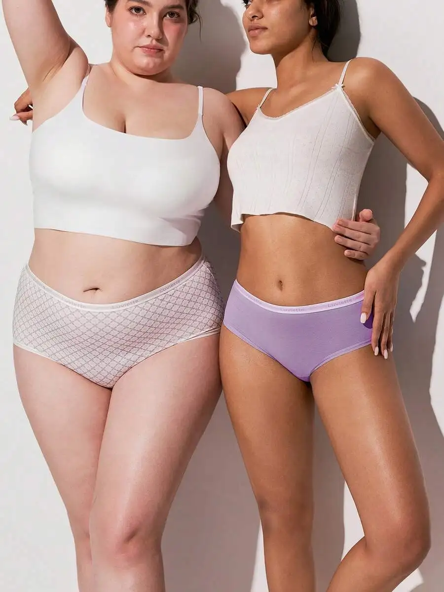 

Soft Cotton Mid-Waist Briefs Women Underwear Panty Set