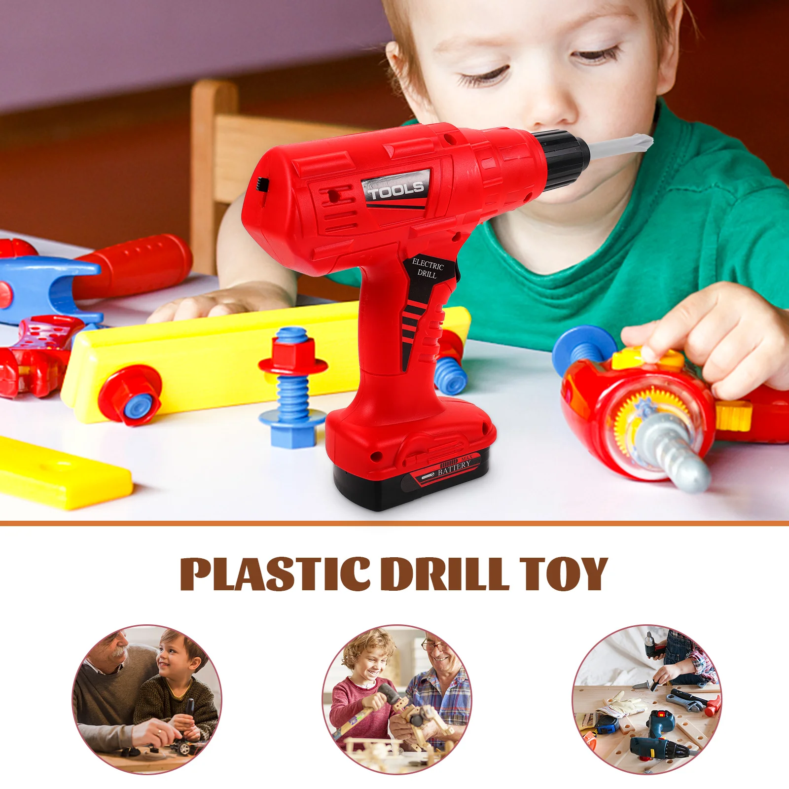 Electric Drill Toy Interesting Repair Wear-resistant Children Childrens Toys Portable Kids Plaything Plastic Children’s