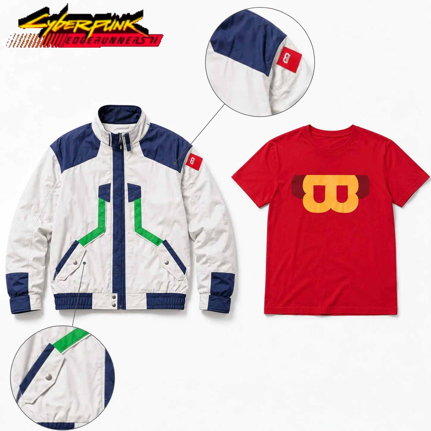 Cyberpunk Edgerunners 2 Roman CaraxCosplay Costume Jacket and Red Printed Short Sleeve T-shirt Full Set with Cosplay Wig - view 3