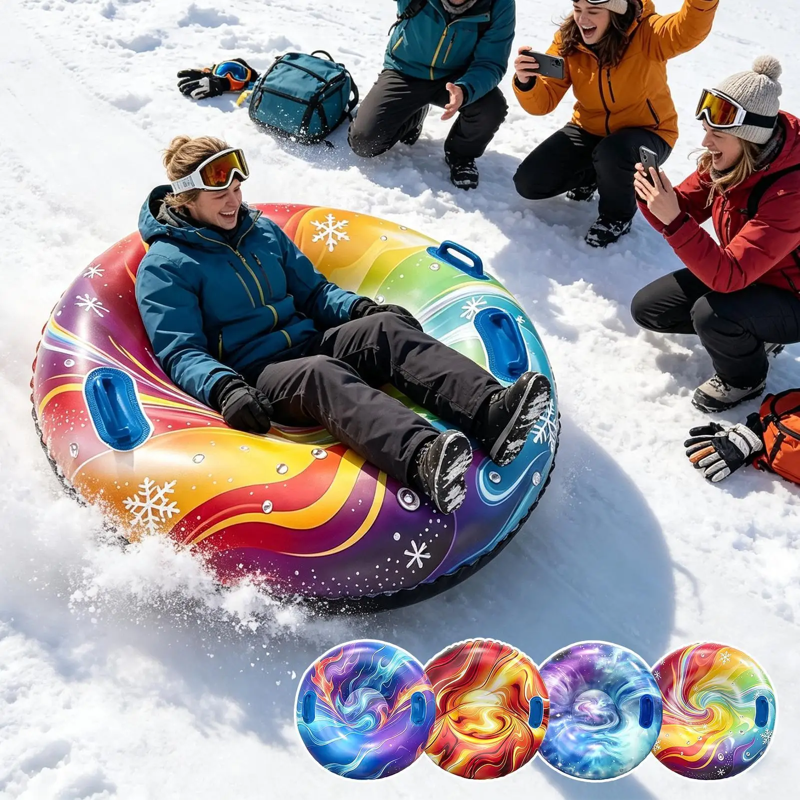 Snow Tubing Inflatable Towable Raft With Handles Snow Tube Sled For Winter Ski Lake River Pool Beach Outdoor Park
