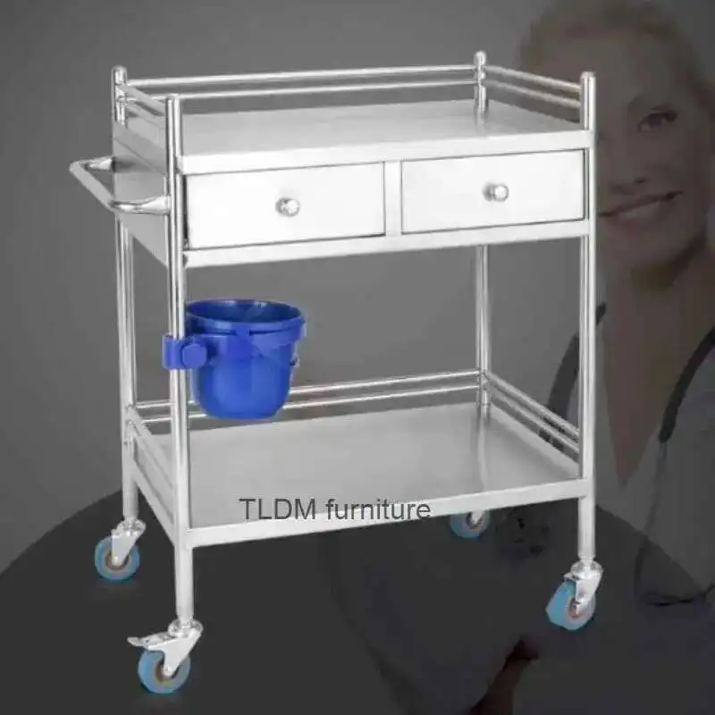 

Stainless Steel salon Trolley Hospital Trolley Cart Beauty Salon Rack Operating Room Medical Equipment Instrument Movable Cart Z