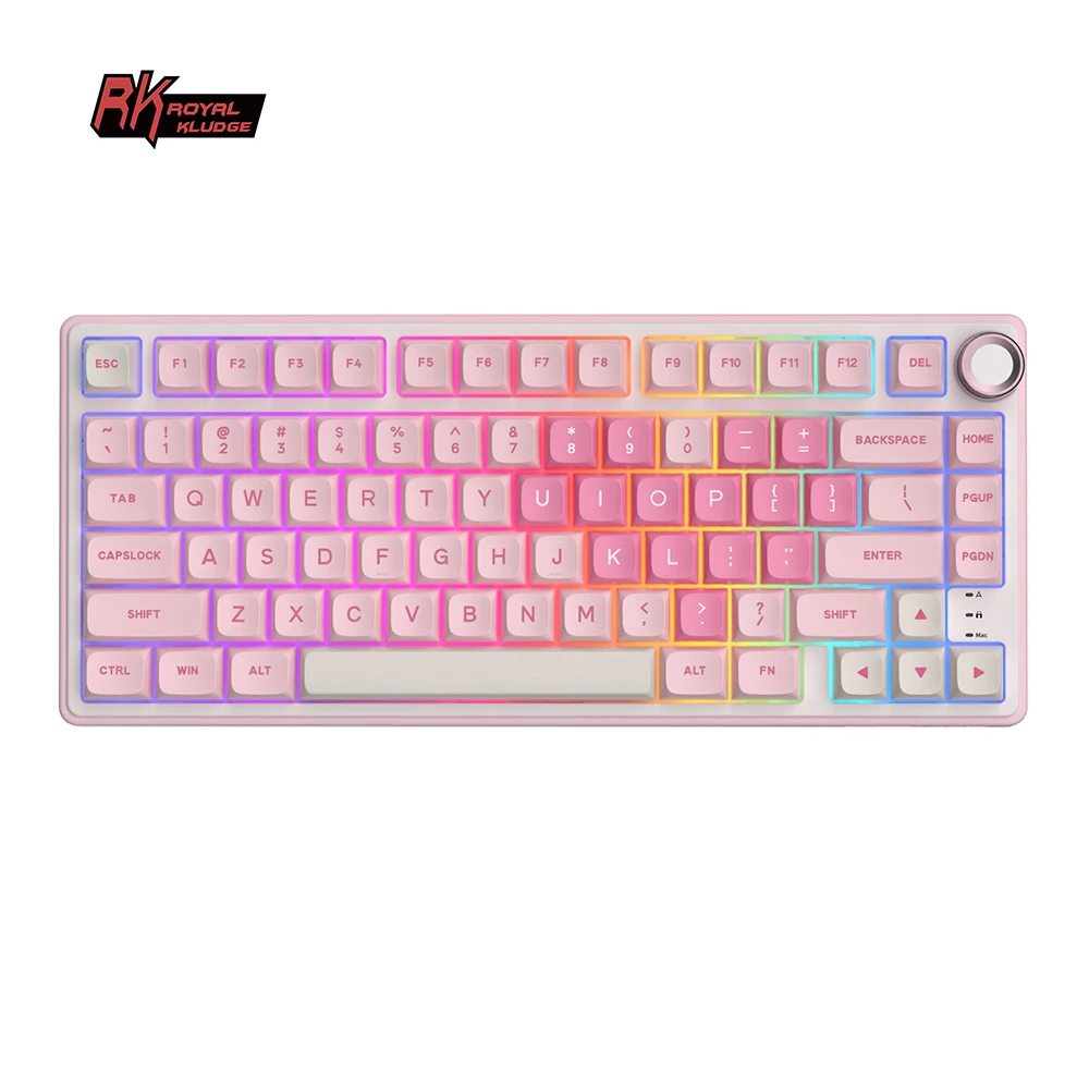 RK Royal Kludge R75 English Mechanical Keyboard 81 Key Hot-Swappable Gasket Structure RGB Wired Gaming Keyboard with PBT Keycaps