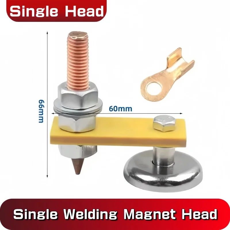 1 pz morsetto di terra per saldatura magnetica singolo forte magnete con estremità del filo testa di saldatura macchina per la riparazione della