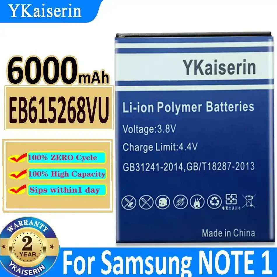 

6000mAh YKaiserin Battery EB615268VU For Samsung Galaxy Note 1 Note1 GT-N7000 I9220 N7005 I9228 I889 I717 T879 Bateria
