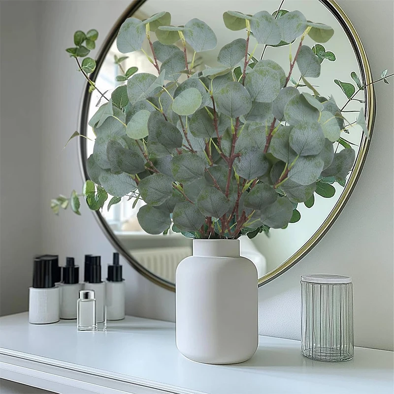 1/3 Stück Eukalyptus-Kunstpflanzenstrauß, grün, 78 cm, gefälschter Pflanzenstiel für Zuhause, Garten, Hochzeit, Tisch, Party-Dekoration, gefälschte Pflanze – Detail 5