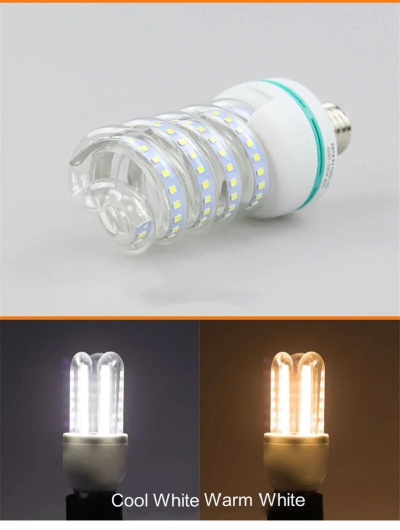E27 Screw LED Corn Bulb 12W 16W 20W AC85-265V Warm White Cool White Lamp for Chandelier Candle Table Reading Lamp Down Light