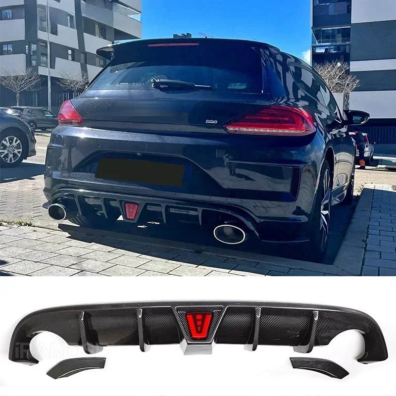 

Body Kit Splitter for Volkswagen Scirocco R 2015 2016 2017 Rear Diffuser Lip Bumper Spoiler With Lamp Glossy Black Accessories