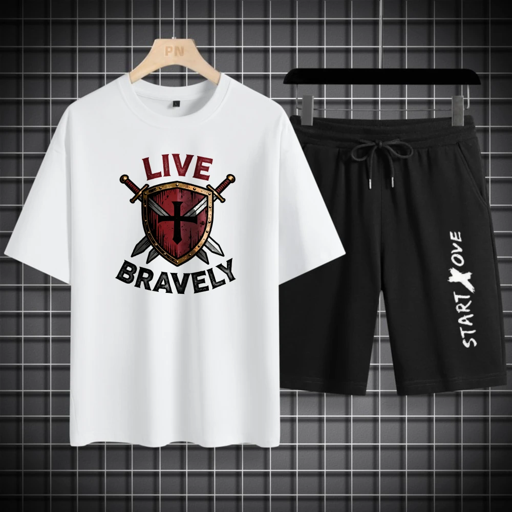 

Мужские футболки, комплекты одежды из полиэстера, летние шорты с короткими рукавами, модная мужская одежда, комплект мужской одежды, дышащий