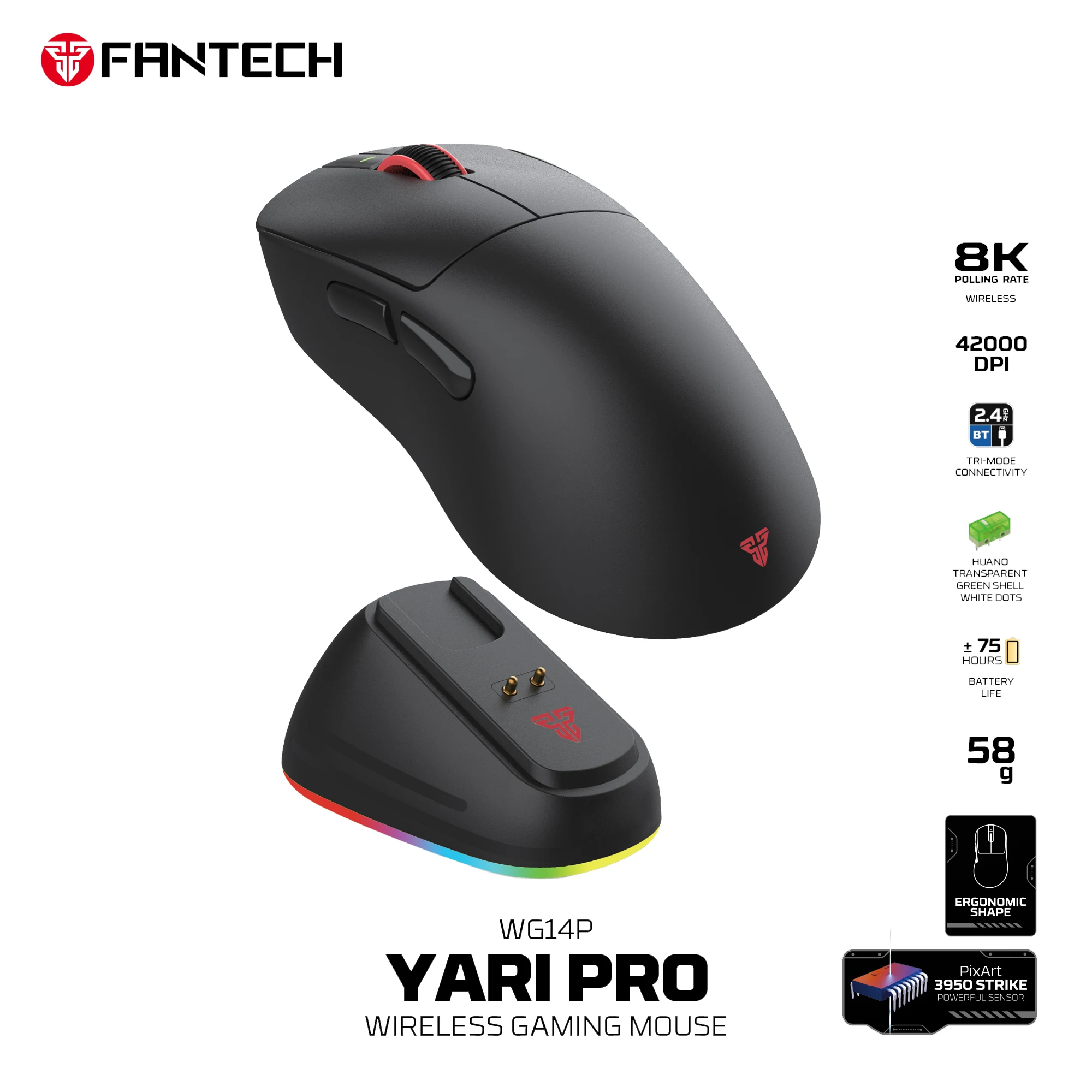 fantech-wg14p-lightweight-wireless-gaming-mouse-paw3950-sensor-8khz-polling-mice-with-rgb-charging-dock-for-fps-gamers