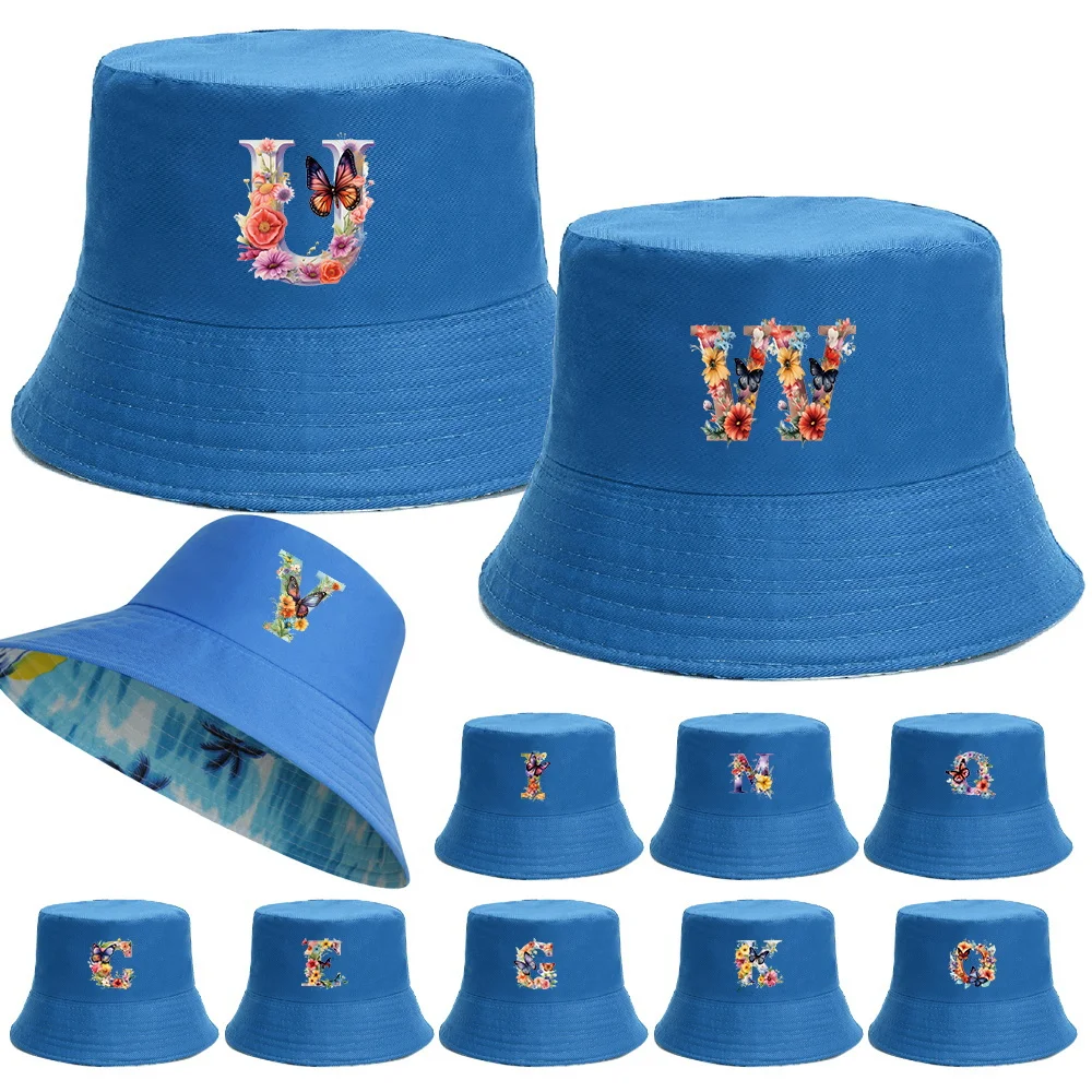 

Fisherman Fishing Hat Fashion Reversible Cap Butterfly Letter Pattern Print Bucket Hats Men Women Beach Girl Boy Panama Hat