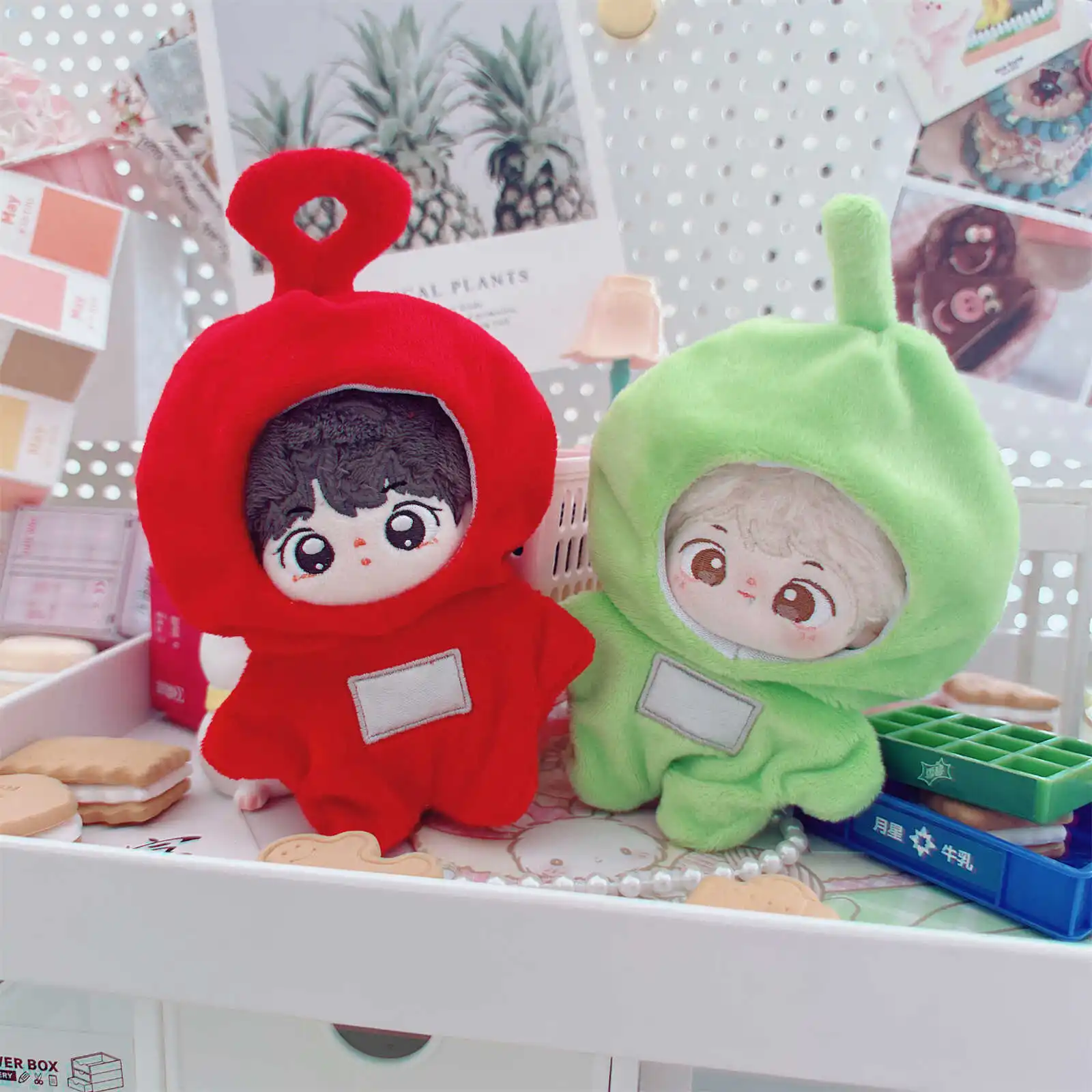 Kawaii Idol Doll Clothes, Cute Red Green Yellow Coat, Plush Cotton Doll Clothes, Accessories for Plush Doll, Kids Gifts, 10cm