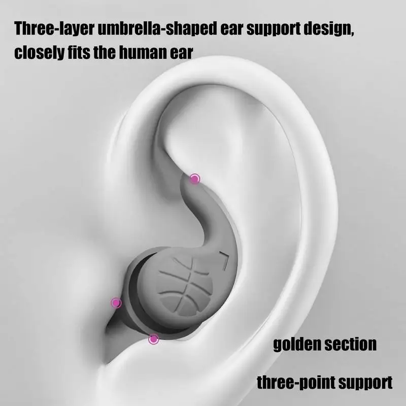 2 PCS Ear Plugs for Sleeping Noise Cancelling Reusable Silicone Earplugs Waterproof Noise Reduction for Sleeping Swimming