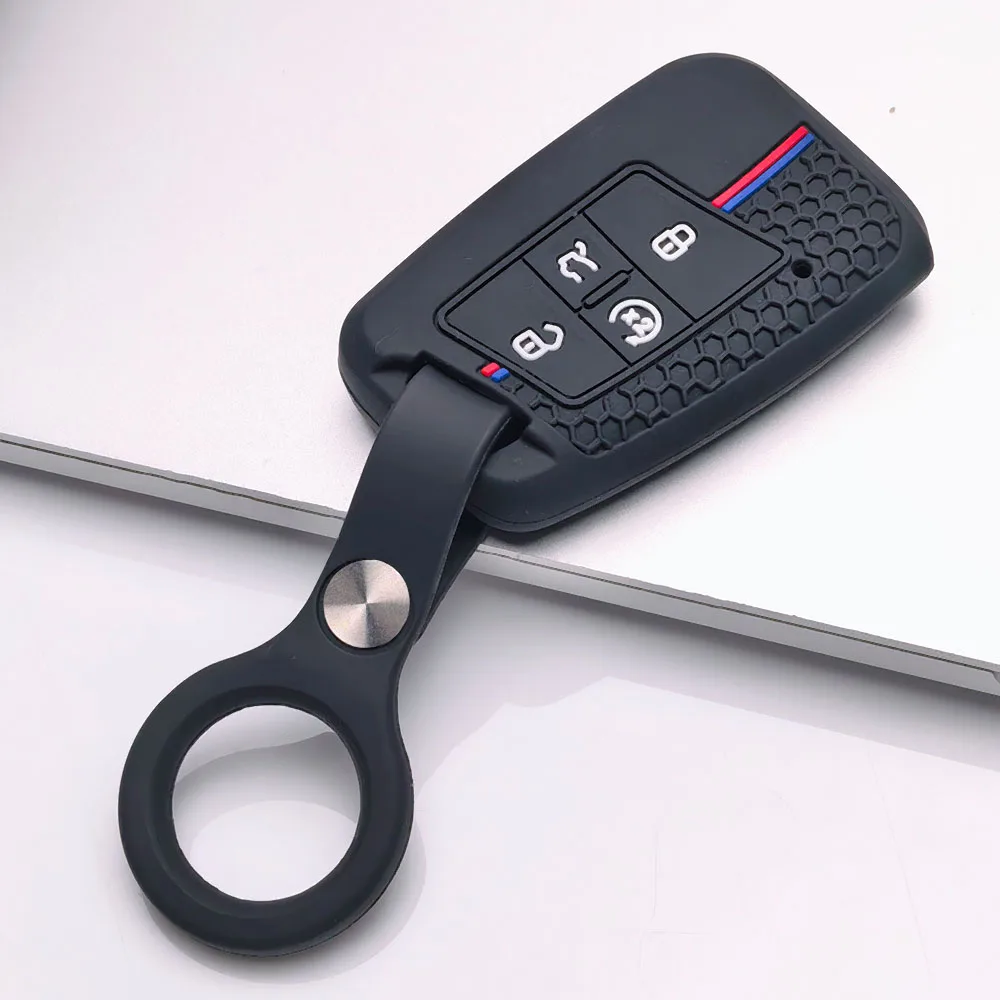 2026 Keychain Silicone 4 Button Car Key Case Cover Shell Fob for Volkswagen VW Jetta Tiguan Atlas Arteon Taos Car Accessories