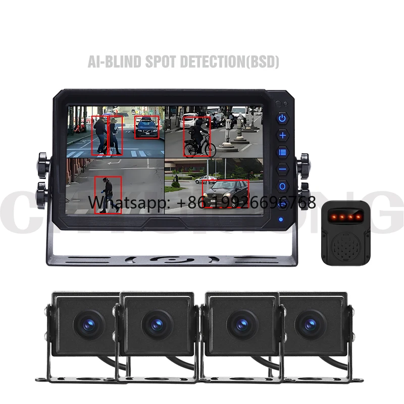 

7 Inch HD 4-Split Screen Car Reverse Monitor for Infrared LED Night Vision Backup Camera Waterproof BSD Al Monitoring System
