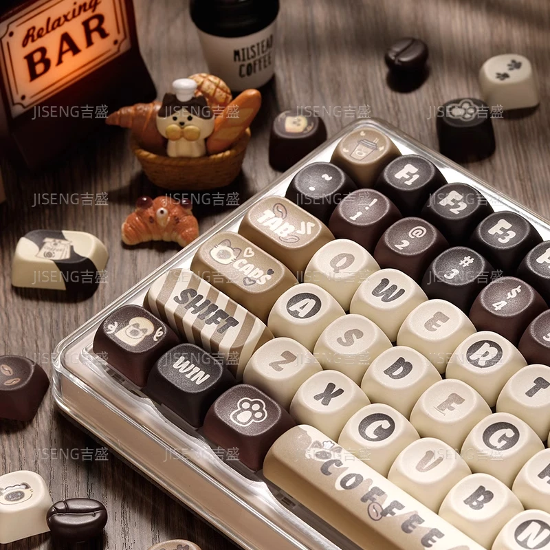 

MOA высокомеханическая клавиатура колпачки для клавиш кофейный коричневый кот кофе pbt сублимация офисная милая настройка