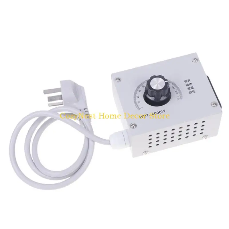 92MF Metal-Housed Motor Speed Regulator with Integrated Three-Flat-Pin Cord, Graduated Knob, Side Ventilation Openings, and