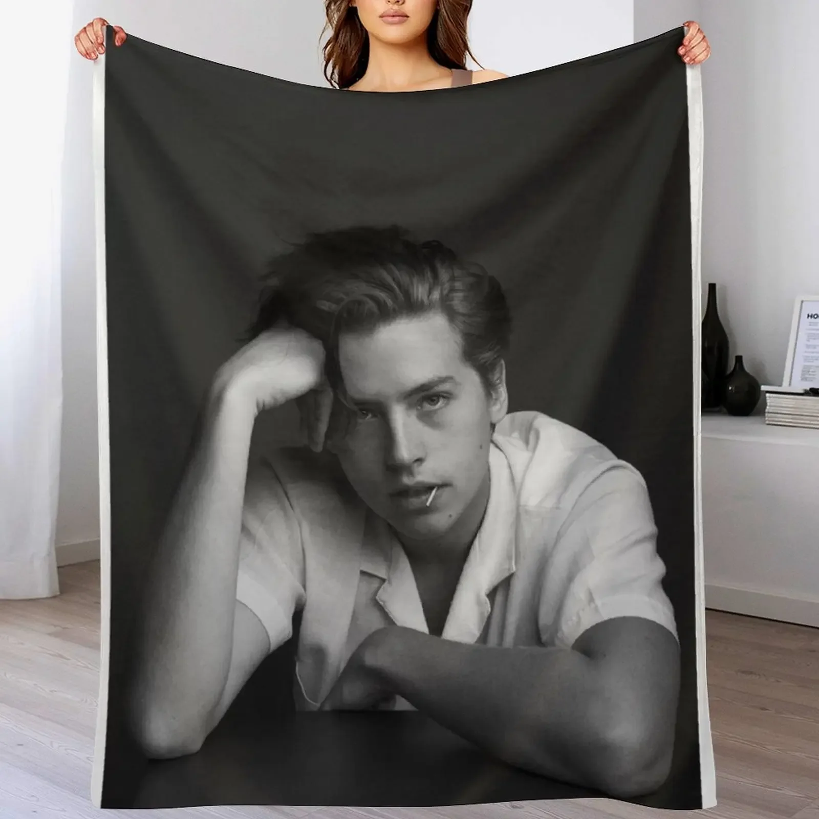 Cole Sprouse Throw Blanket Luxury Throw Plaid on the sofa Luxury Brand Flannel Blankets