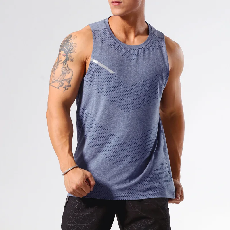 Summer Ice Silk Mesh High-Stretch Slim Sleeveless Tank Top Men's Fitness Cooling Casual Top