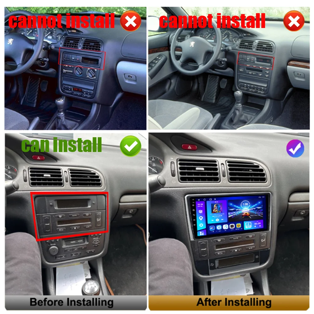 أندرويد 15 لبيجو 406 1994-2005 راديو السيارة الوسائط المتعددة مشغل فيديو 2 الدين Carplay مرآة ربط بلوتوث 8 الأساسية واي فاي 5G RDS