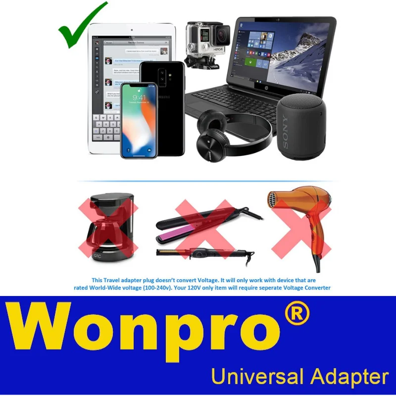 Universal US UK EU AU CN Schuko Multi Plug Adapter With On/Off Main Switch Wonpro WSA Series