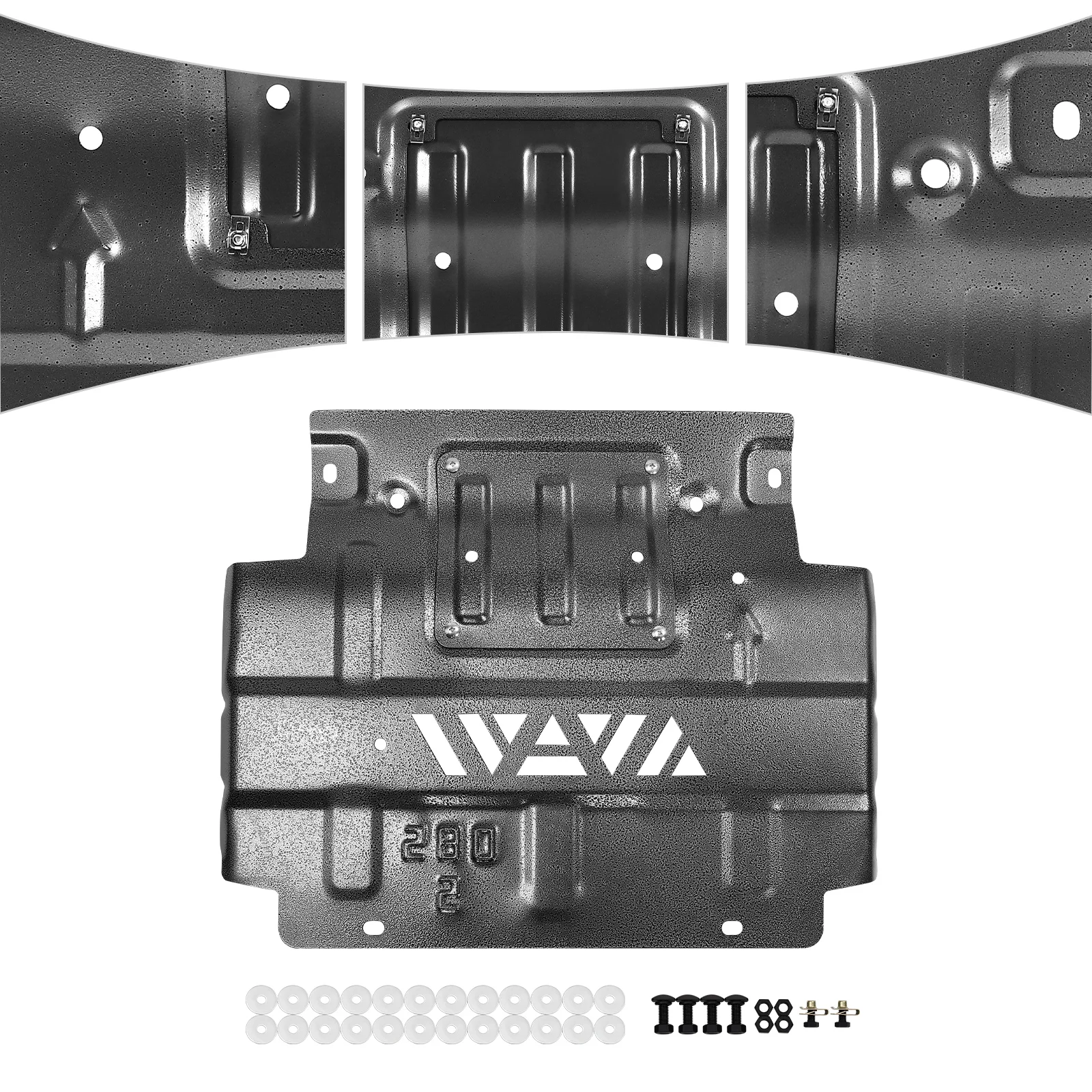 [Lower Front Splash Shield] Black Splash Shield for 2018-2022 Ford F-150 - Aluminum Magnesium Alloy - Direct Replacement Durable